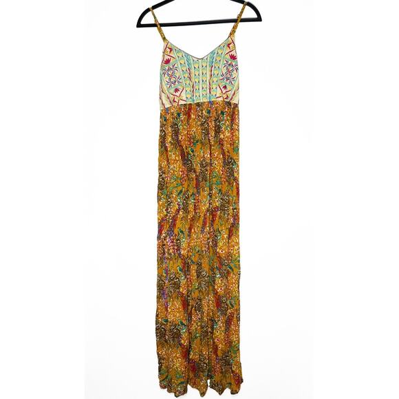 Anthropologie x Raga Womens Parkland Maxi Dress Embroidered Gauzy Bohemian Flowy - Picture 5 of 14